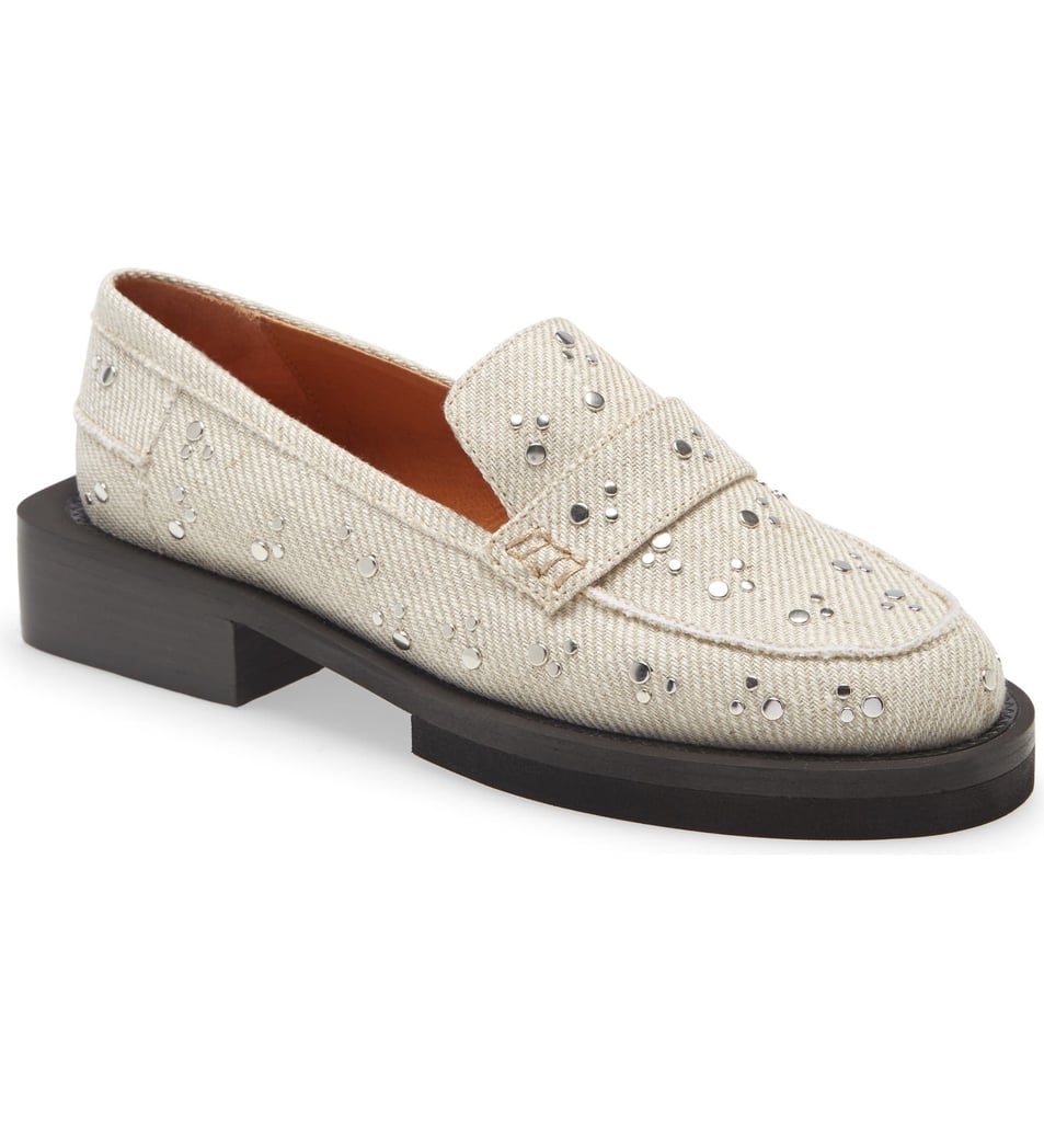 Ganni Studded Canvas Loafers