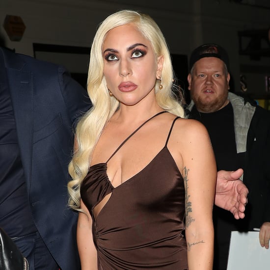 Lady Gaga Wears Asymmetrical Cutout Dress With High Slit