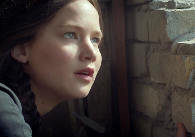 Jennifer Lawrence as Katniss.