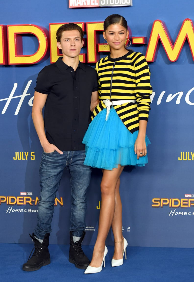 Zendaya and Tom Holland at a "Spider-Man: Homecoming" Photocall in London