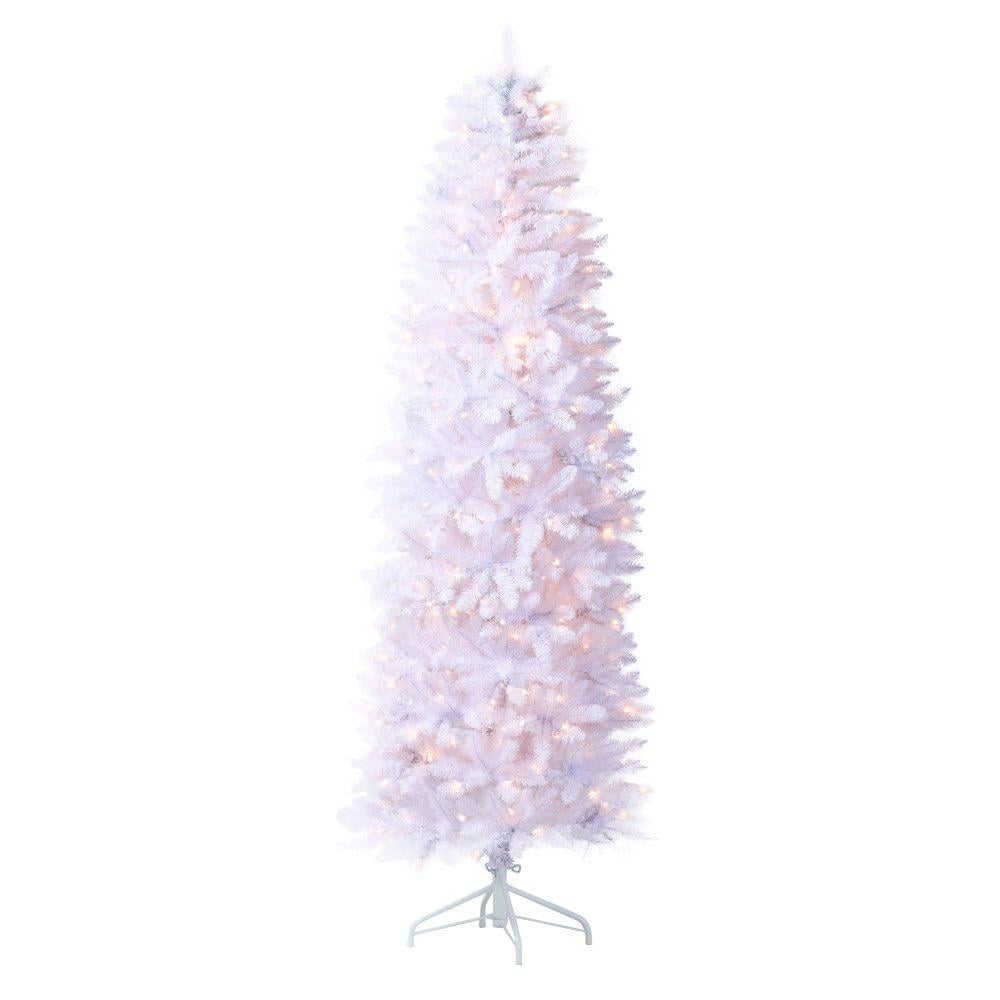 Instead of opting for a pink tree, try an artificial pre-lit white tree ($179). This way, you can make more ornaments pop.