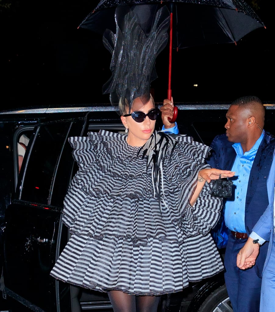 Lady Gaga Striped Minidress at Pre-Met Gala Dinner