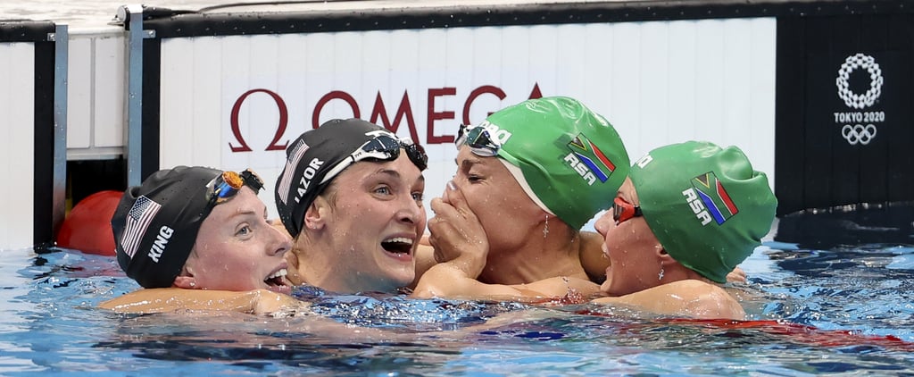 Olympic Swimmers Celebrate After Women's 200m Breaststroke