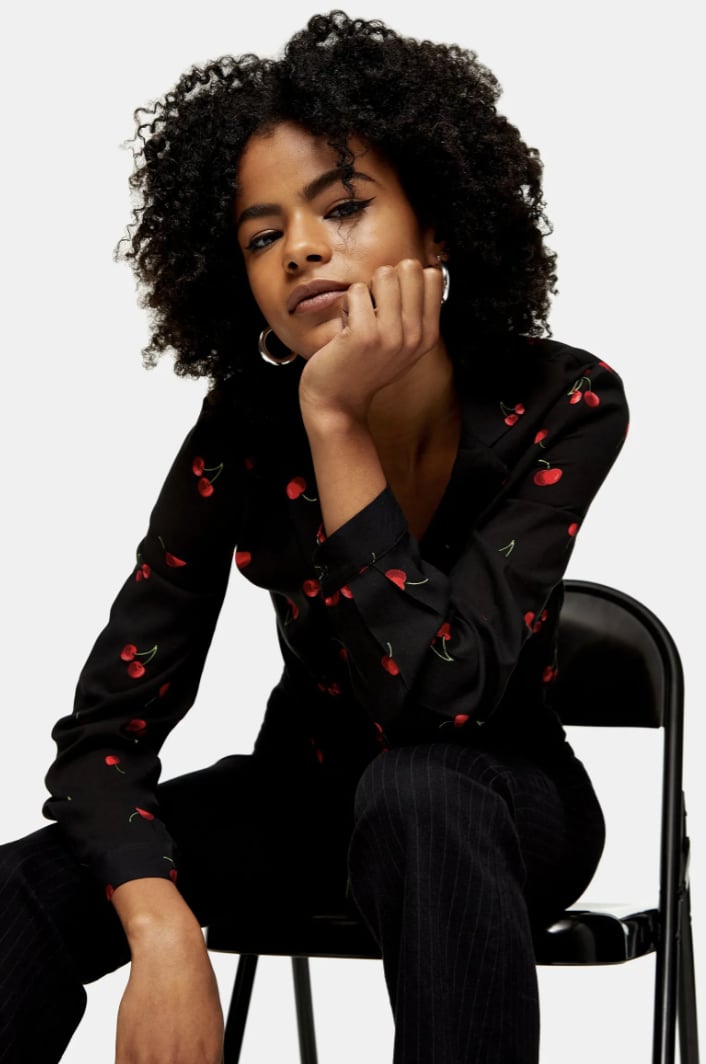 Topshop Cherry Print Tie Front Blouse | 22 Refreshingly Cool Spring Blouses You'll Want to Wear the Time | POPSUGAR Fashion Photo 23