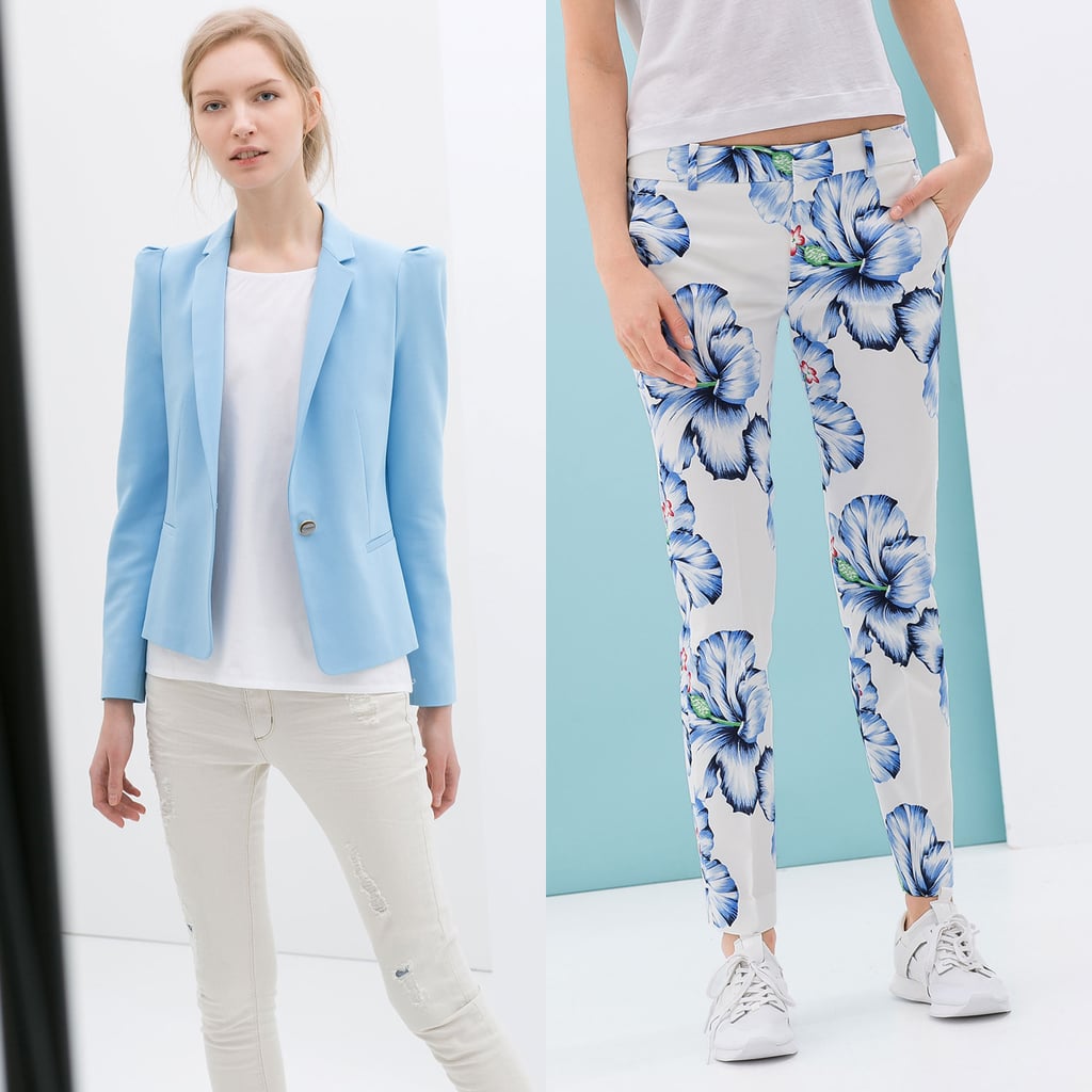 Zara Blue Blazer and Floral Pants
