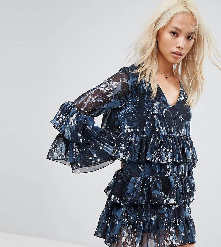 Religion Tiered Smock Dress in Celestial Print