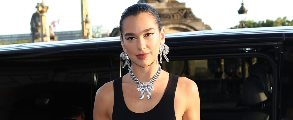 Dua Lipa Wears a Plunging Halter Top With Hidden Butterflies