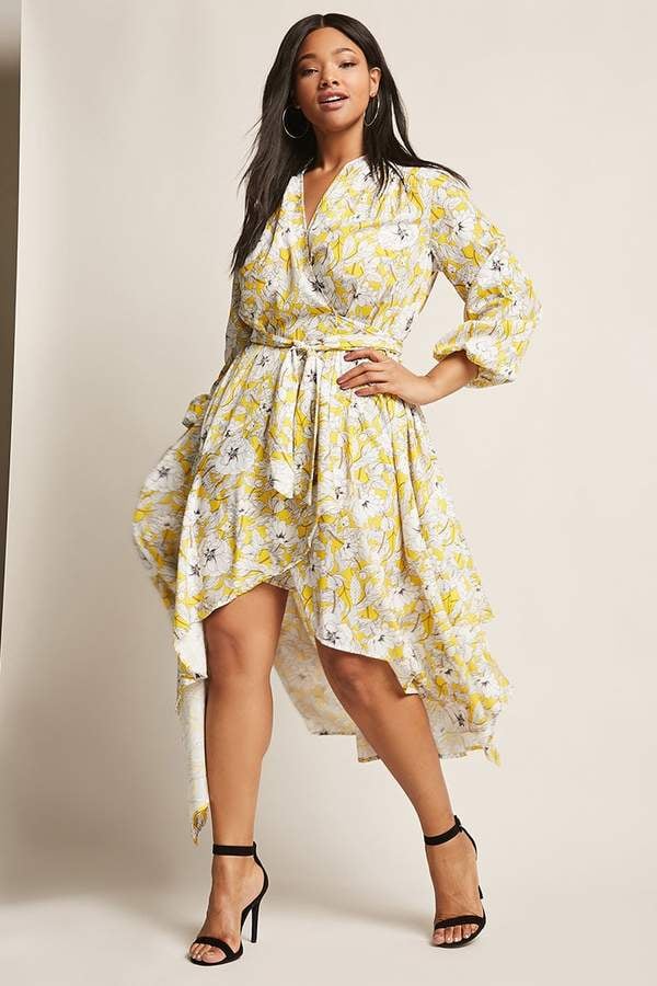Forever 21 High-Low Floral Wrap Dress | You Don't Have to Imagine the Dress  Emily Ratajkowski's Got Under Her Coat — We'll Show You | POPSUGAR Fashion  Photo 11
