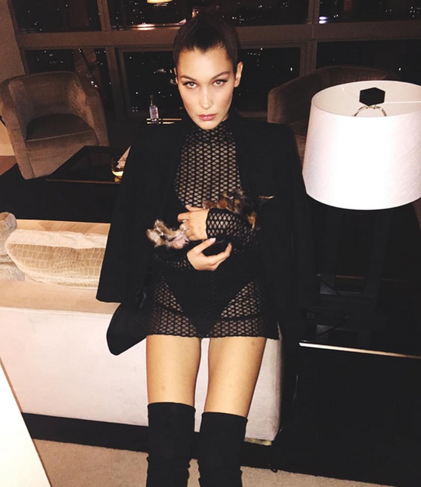 Bella Hadid shows off her perfectly toned figure in all-black