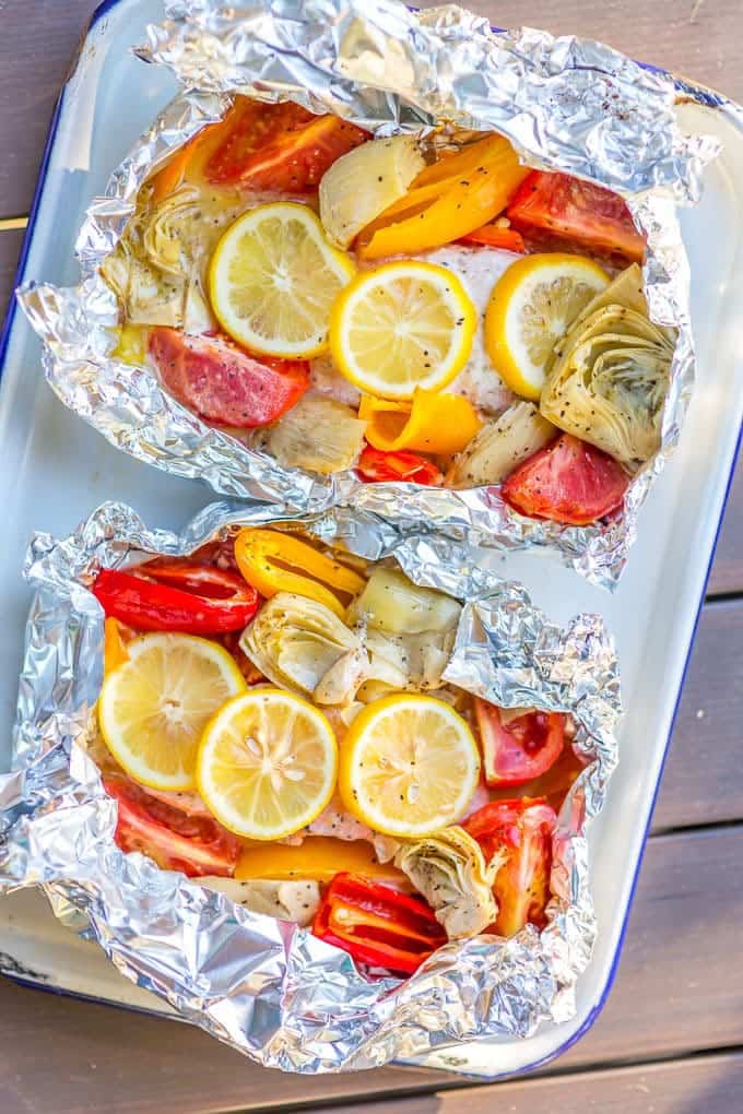 Grilled Caesar Salmon Foil Packets​​