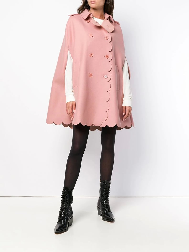 Red Valentino Scalloped Cape Coat