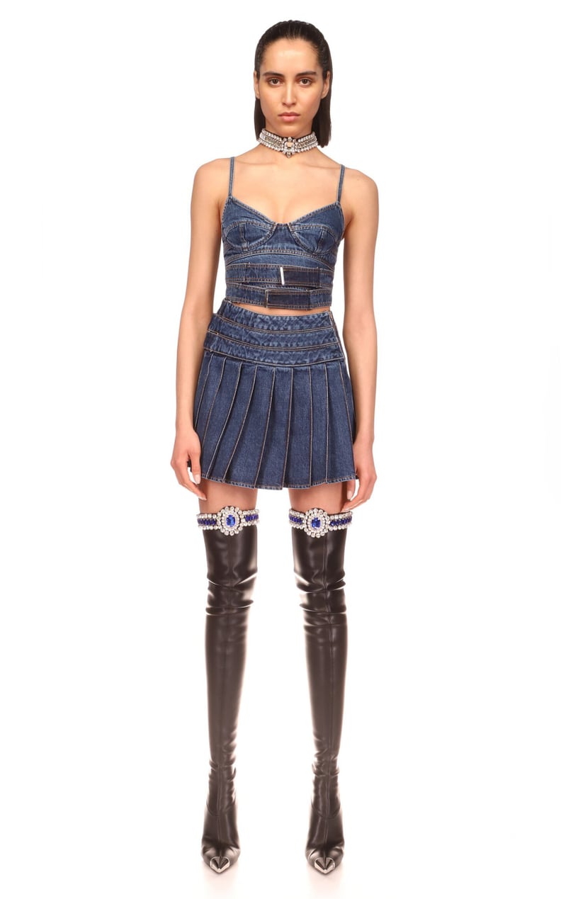 Baddie-Aesthetic Outfit Idea: David Koma Paneled Denim Crop Top