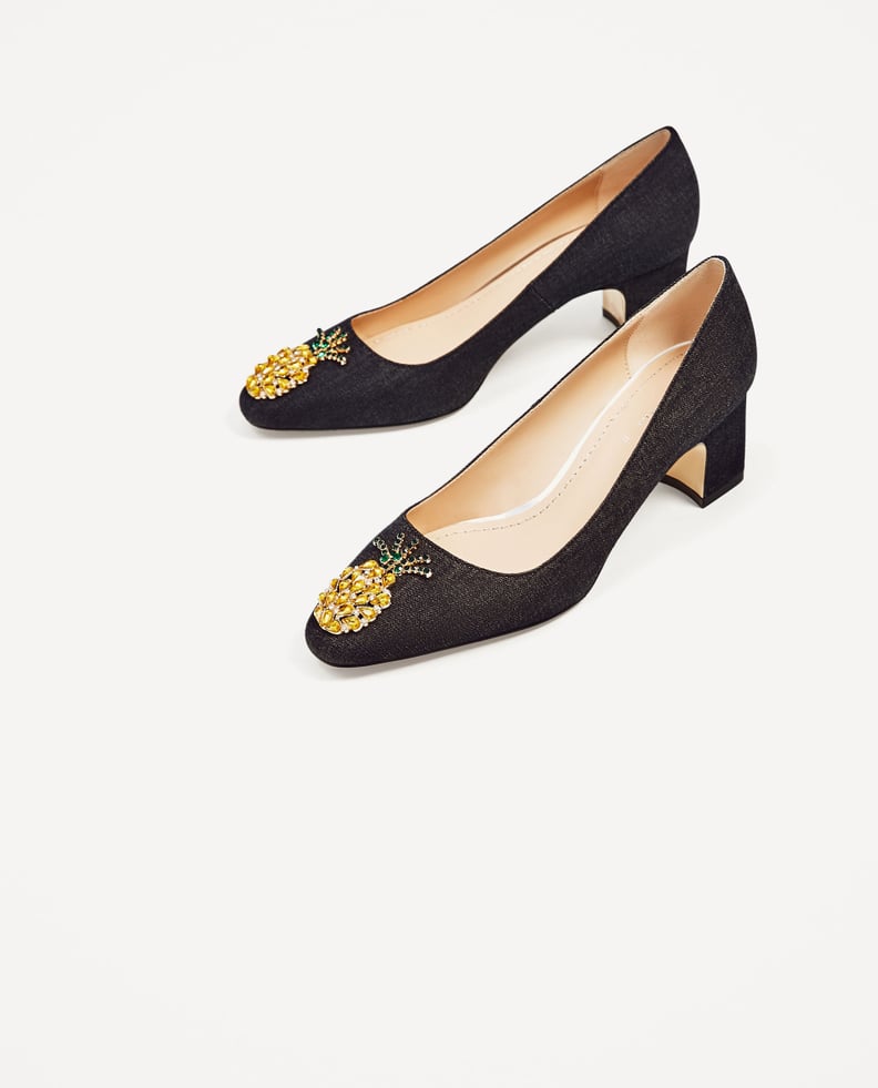 Zara Mid-Heel Denim Shoes