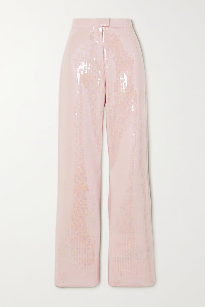 Sequined Satin-Crepe Wide-Leg Pants