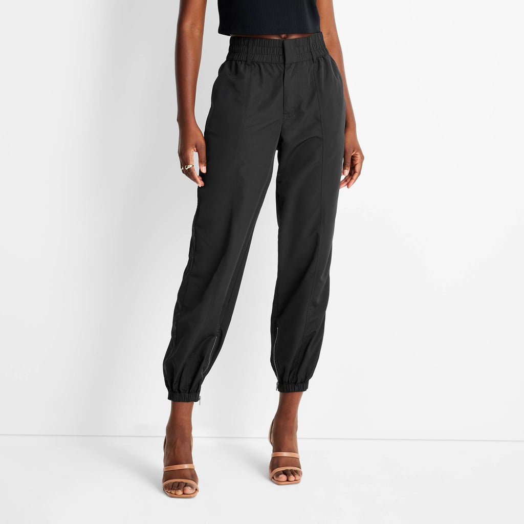 Stylish Track Pants: Future Collective with Kahlana Barfield Brown High-Rise Nylon Track Pants