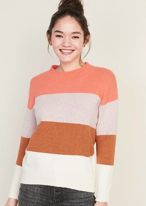 Cozy Color-Block Bouclé Sweater
