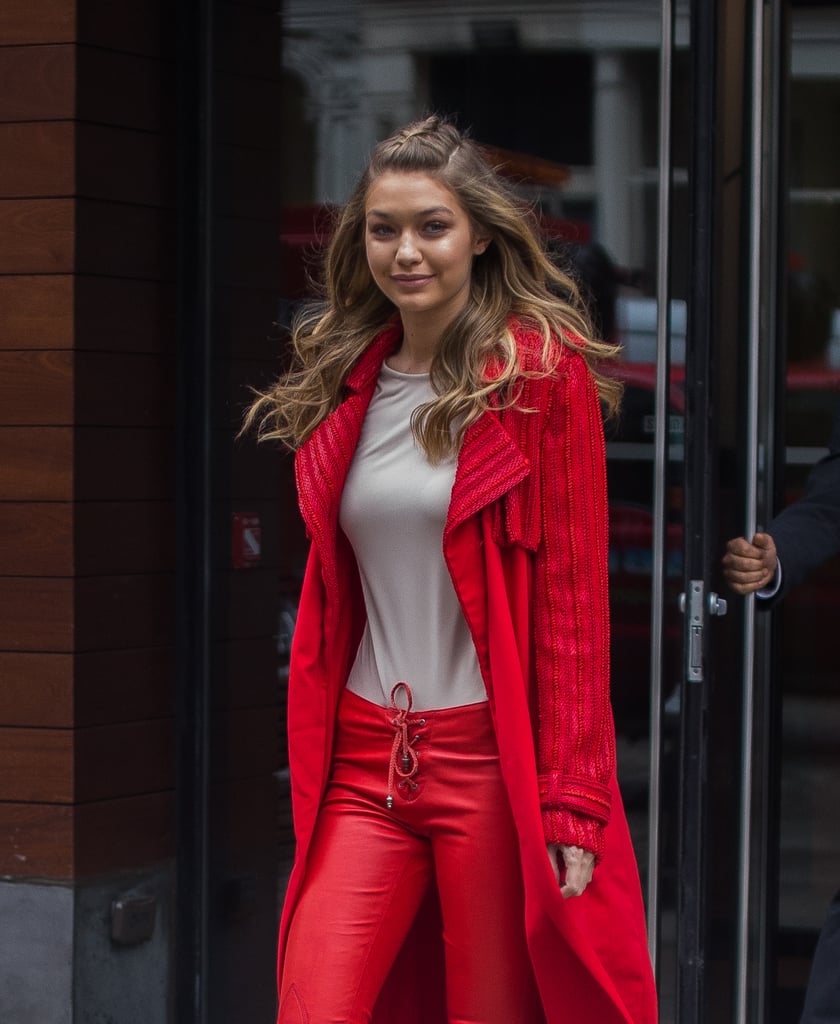 Gigi Hadid's Red Pants and Sweater at Fashion Week 2016