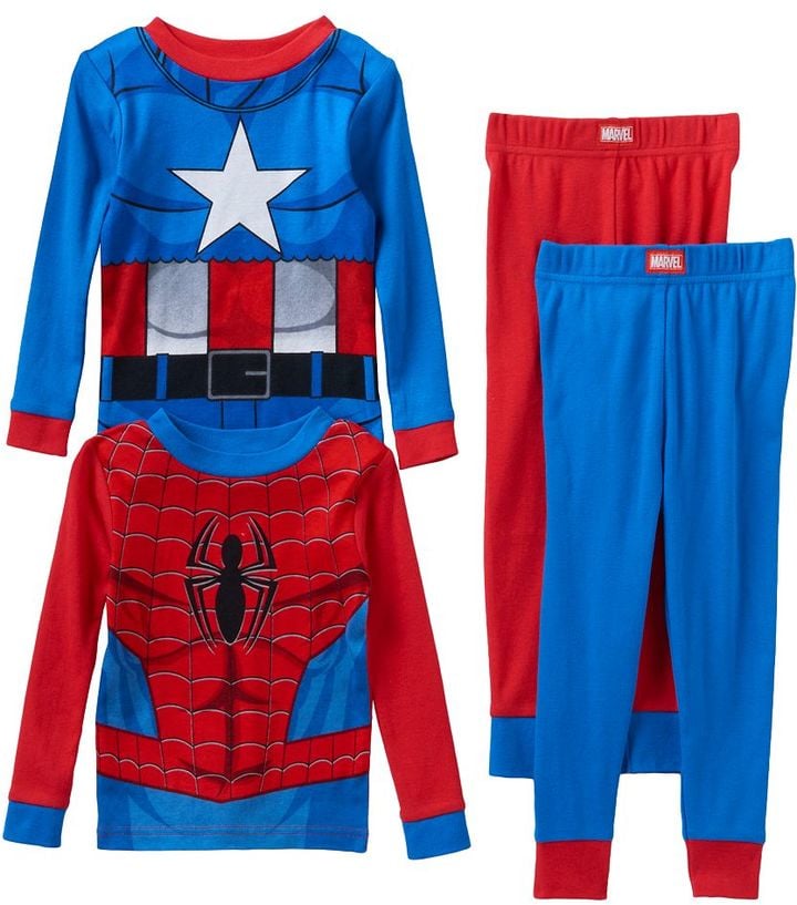 Marvel Spider-Man & Captain America Toddler 4-pc. Tee & Pants Pajama Set