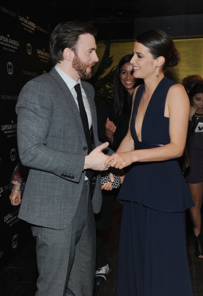 Cobie hung out with Chris Evans.