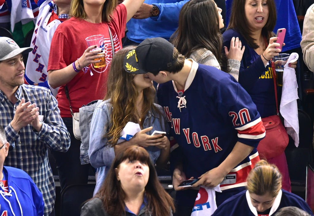Ansel Elgort Kisses Girlfriend at Hockey Game | Pictures