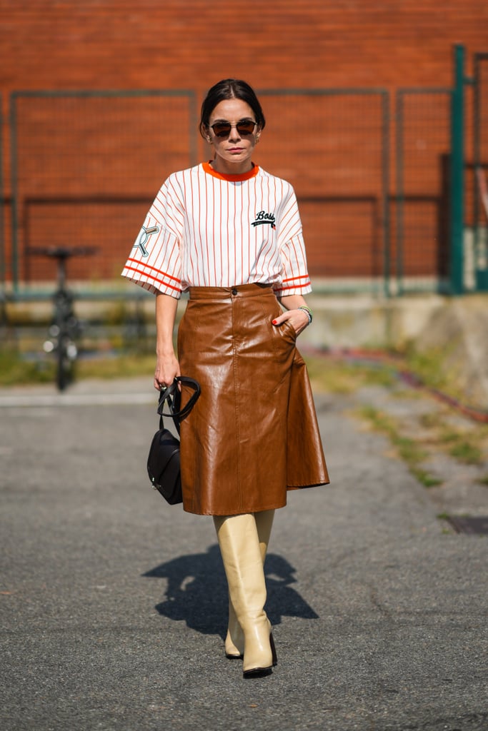 A Leather Skirt and Cool Eyewear Will Add a Touch of Polish