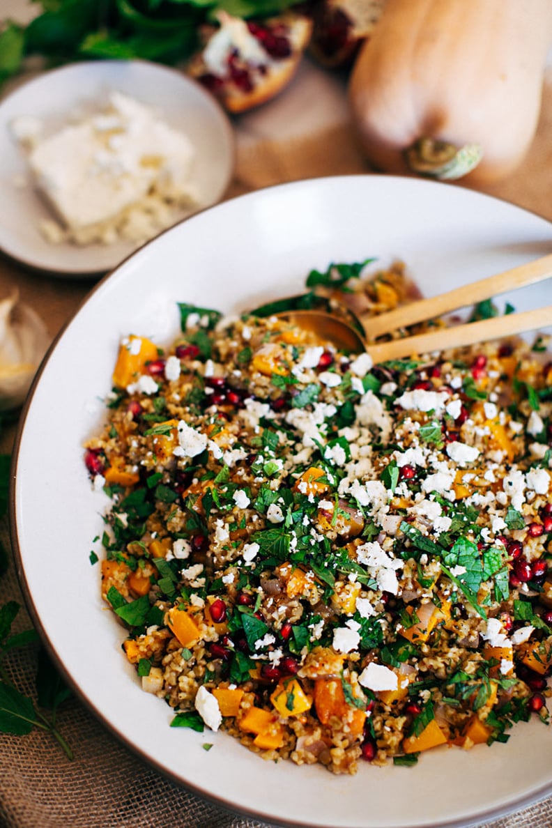 Warm Freekeh, Butternut Squash, and Pomegranate Salad