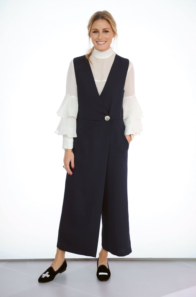 For an appearance with Style Code Live, Olivia layered a top from her own Nordstrom collection with a wide-leg jumpsuit; then slipped into a pair of Tibi x Del Toro loafers.