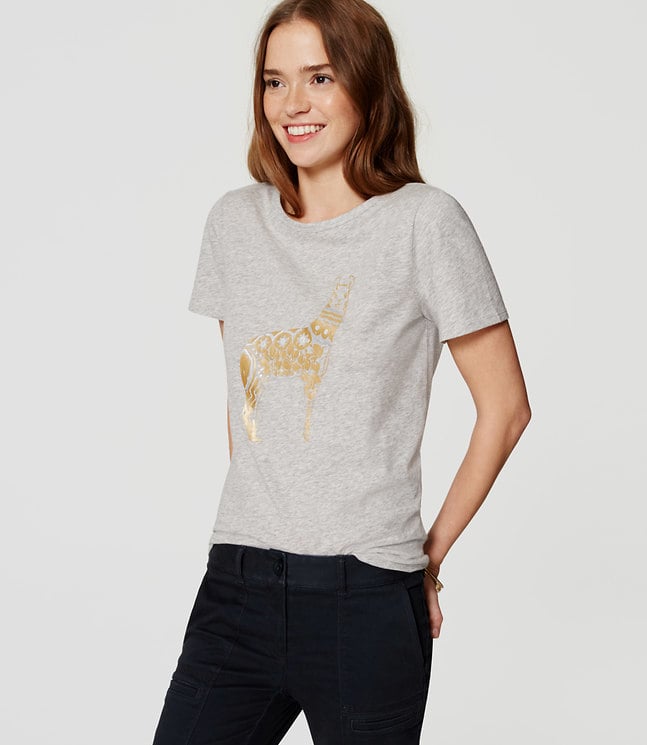 Loft Petite Metallic Llama Tee ($30)
