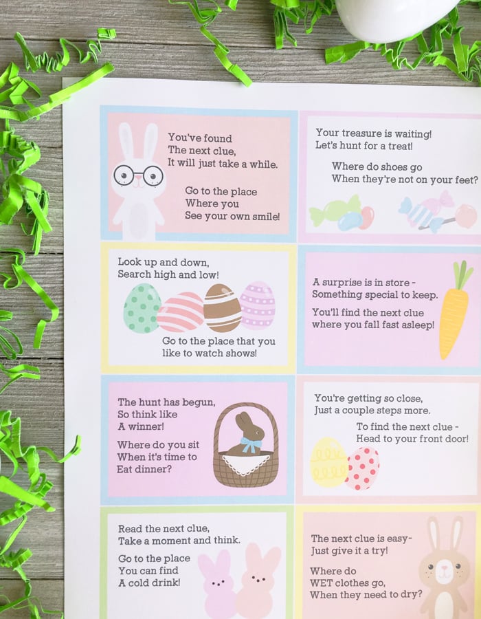 Easter Scavenger Hunt On Sale Rhyming clues and blank template to addedit your own clues {instant download}