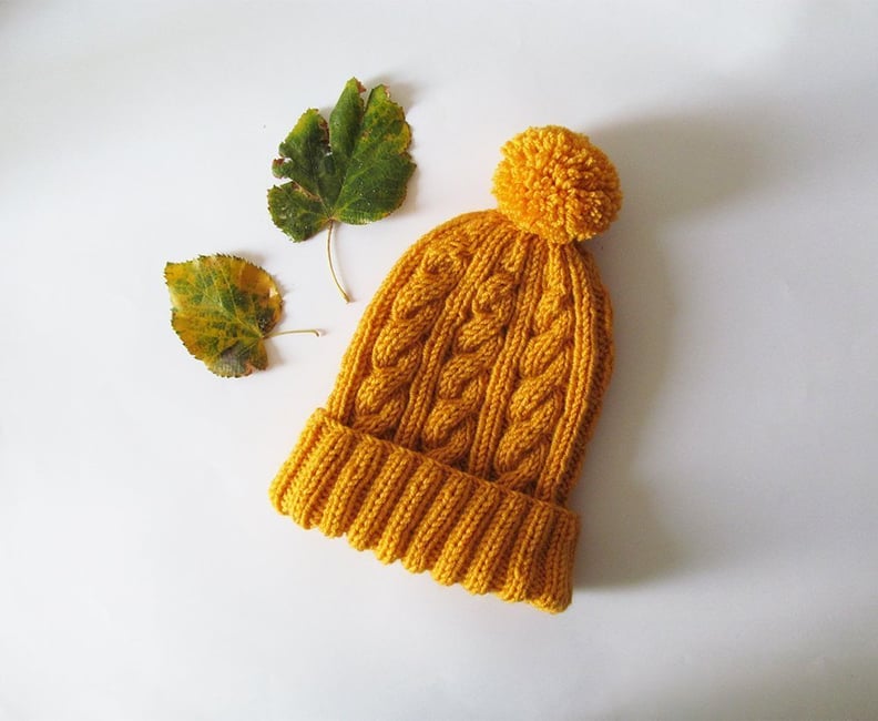 Hand-Knitted Beanie in Yellow