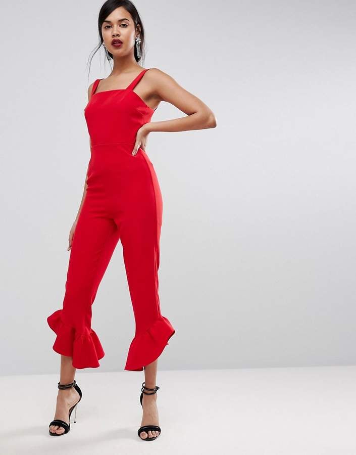ASOS Jumpsuit With Square Neck and Frill Hem
