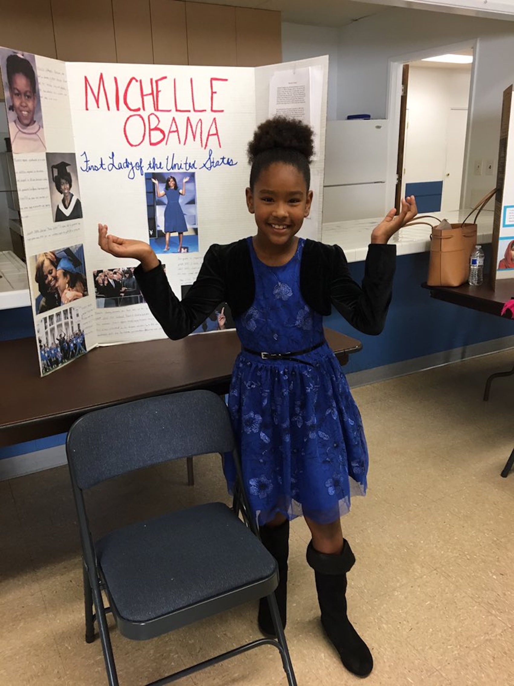 Little Girl's Michelle Obama School Project | POPSUGAR Family1700 x 2267