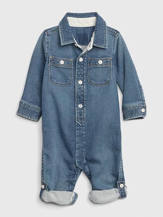 Boiler suits have been everywhere in the grown-up fashion world lately, and this Baby Denim One-Piece ($40) takes that exact style, but makes it miniature.