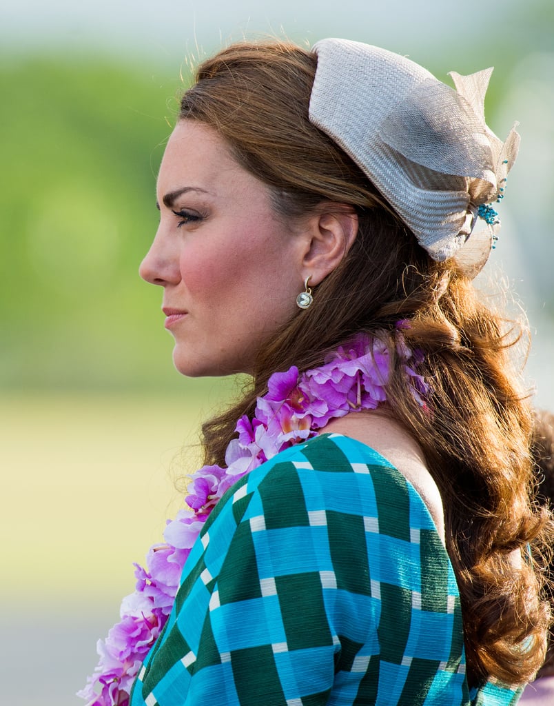 Jane Taylor designed the straw cocktail hat for Kate's trip to church in the Solomon Islands, 2012.