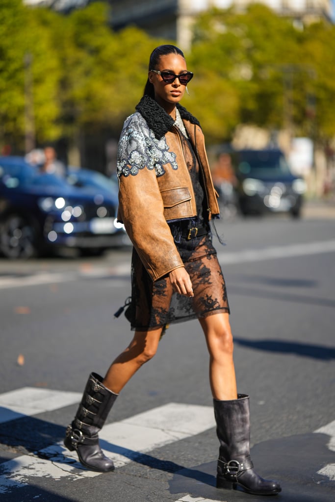 Cindy Bruna at Miu Miu During Paris Fashion Week