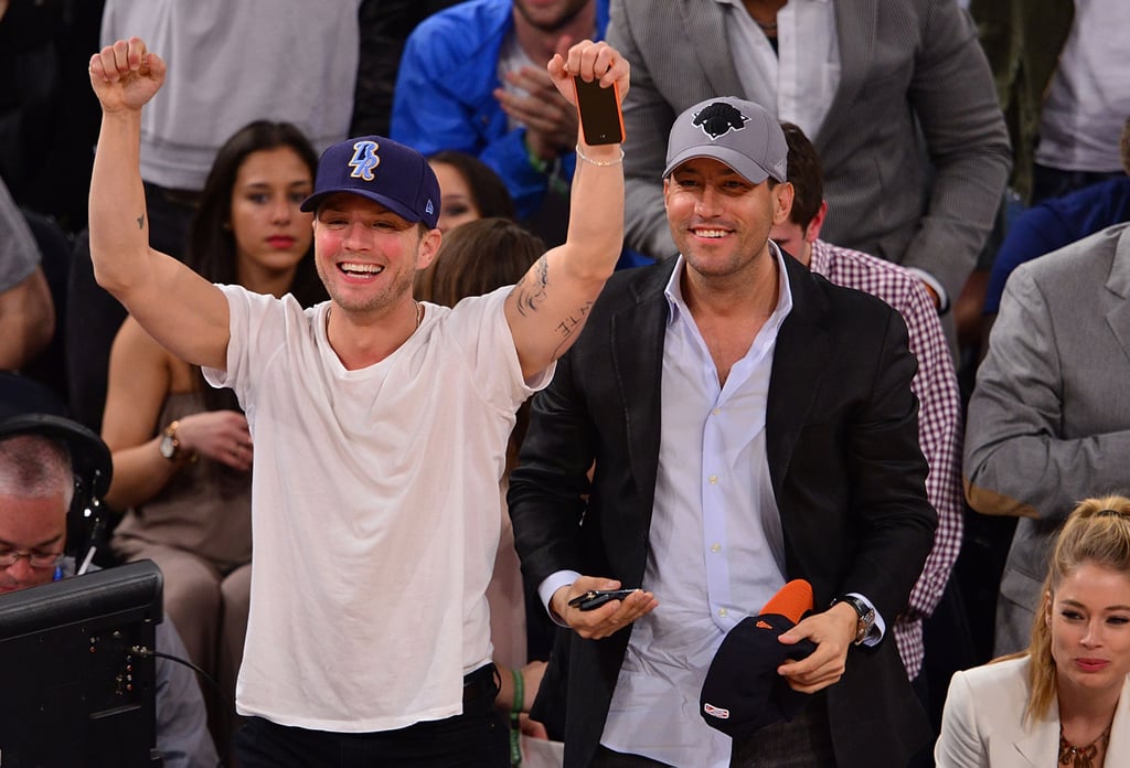 Ryan Phillippe and David Spencer cheered on the NY Knicks as they played the Washington Wizards in April.