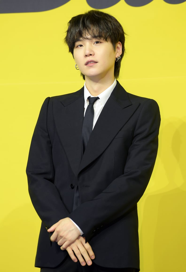 SEOUL, SOUTH KOREA - MAY 21: Suga of BTS attends a press conference for BTS's new digital single 'Butter' at Olympic Hall on May 21, 2021 in Seoul, South Korea. (Photo by The Chosunilbo JNS/Imazins via Getty Images)