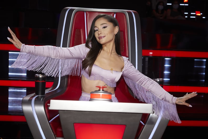 THE VOICE -- Battle Rounds Episode 2107 -- Pictured: Ariana Grande -- (Photo by: Trae Patton/NBC/NBCU Photo Bank via Getty Images)