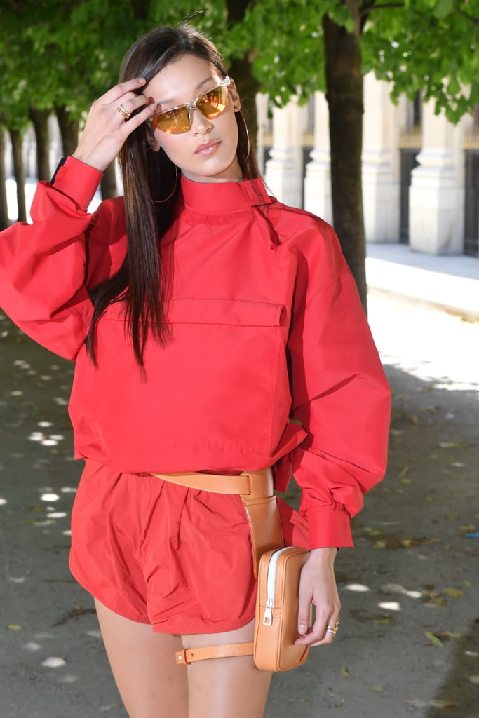 Bella Hadid Red Shorts Louis Vuitton Show in Paris | POPSUGAR Fashion Photo 7