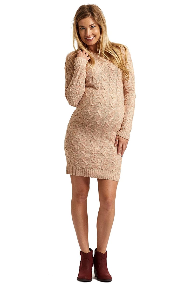 PinkBlush Maternity Pale Pink Cable Knit Maternity Sweater Dress