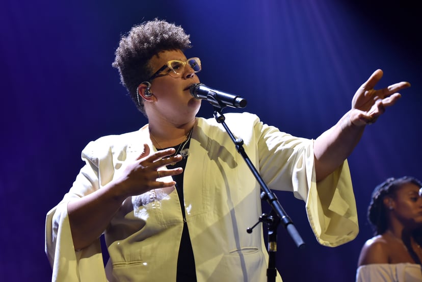 LONDON, ENGLAND - MARCH 10: Brittany Howard performs on stage at the O2 Kentish Town Forum on March 10, 2020 in London, England. (Photo by C Brandon/Redferns)