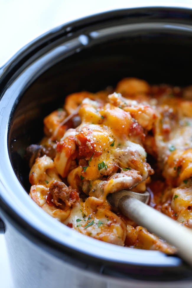 Slow Cooker Cheesy Tortellini