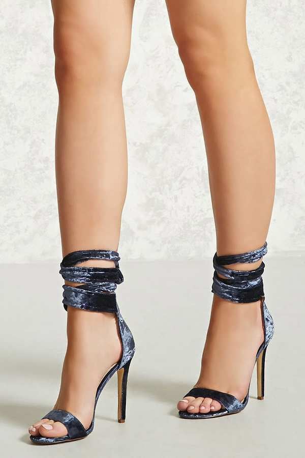 velvet lace up heels