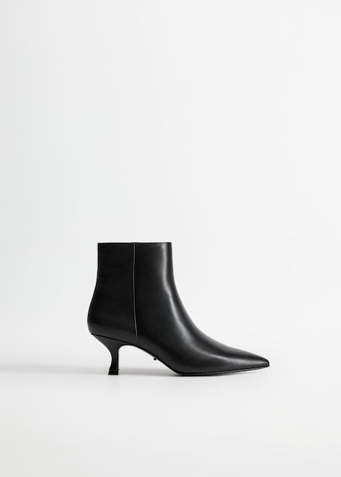 Violeta by Mango Heel Leather Ankle Boot