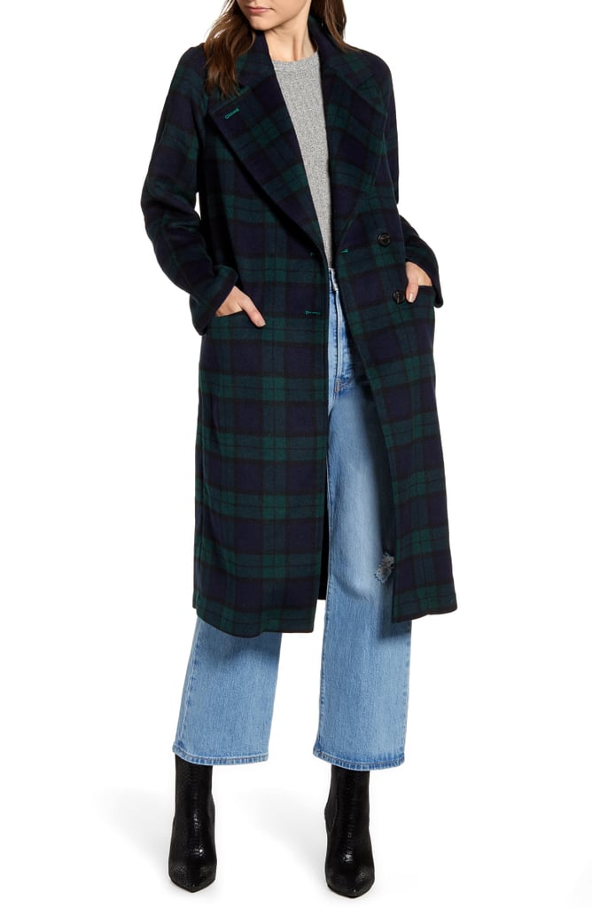 Double face plaid wool best sale blend coat avec les filles