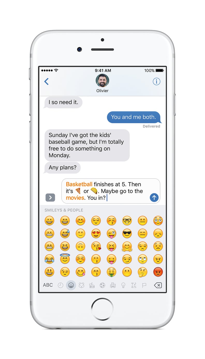 Predictive emoji are now part of the keyboard.