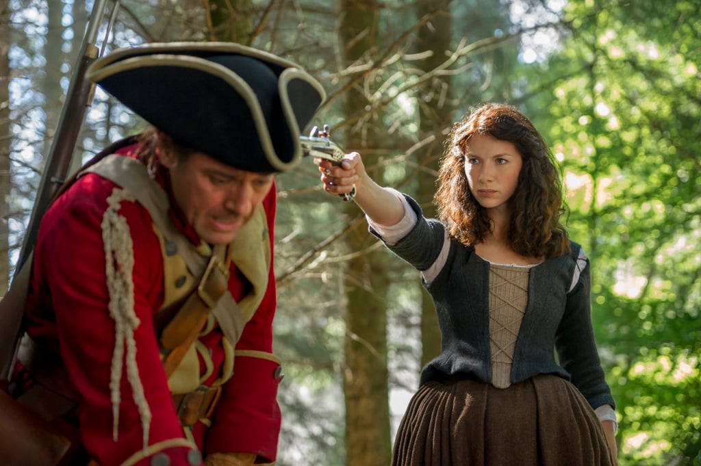 Claire takes aim at an English soldier.