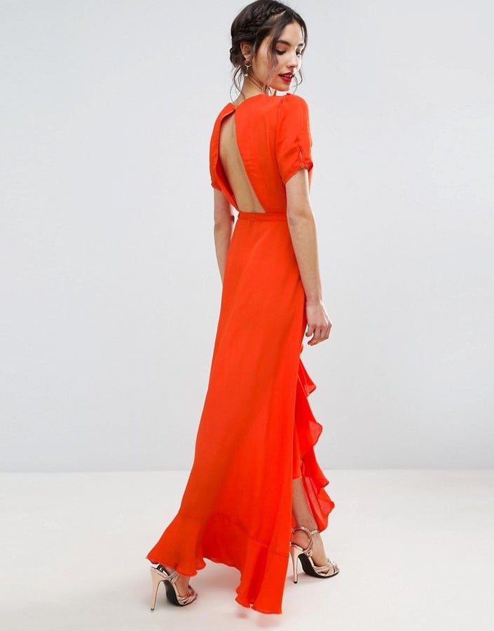 Asos Tea Dress Maxi With Ruffle Detail And Open Back