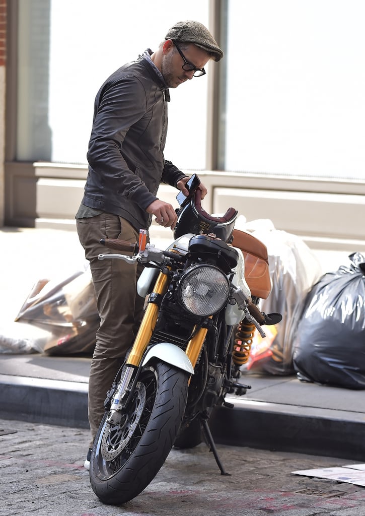 Ryan Reynolds Riding His Motorcycle in NYC August 2016 | POPSUGAR