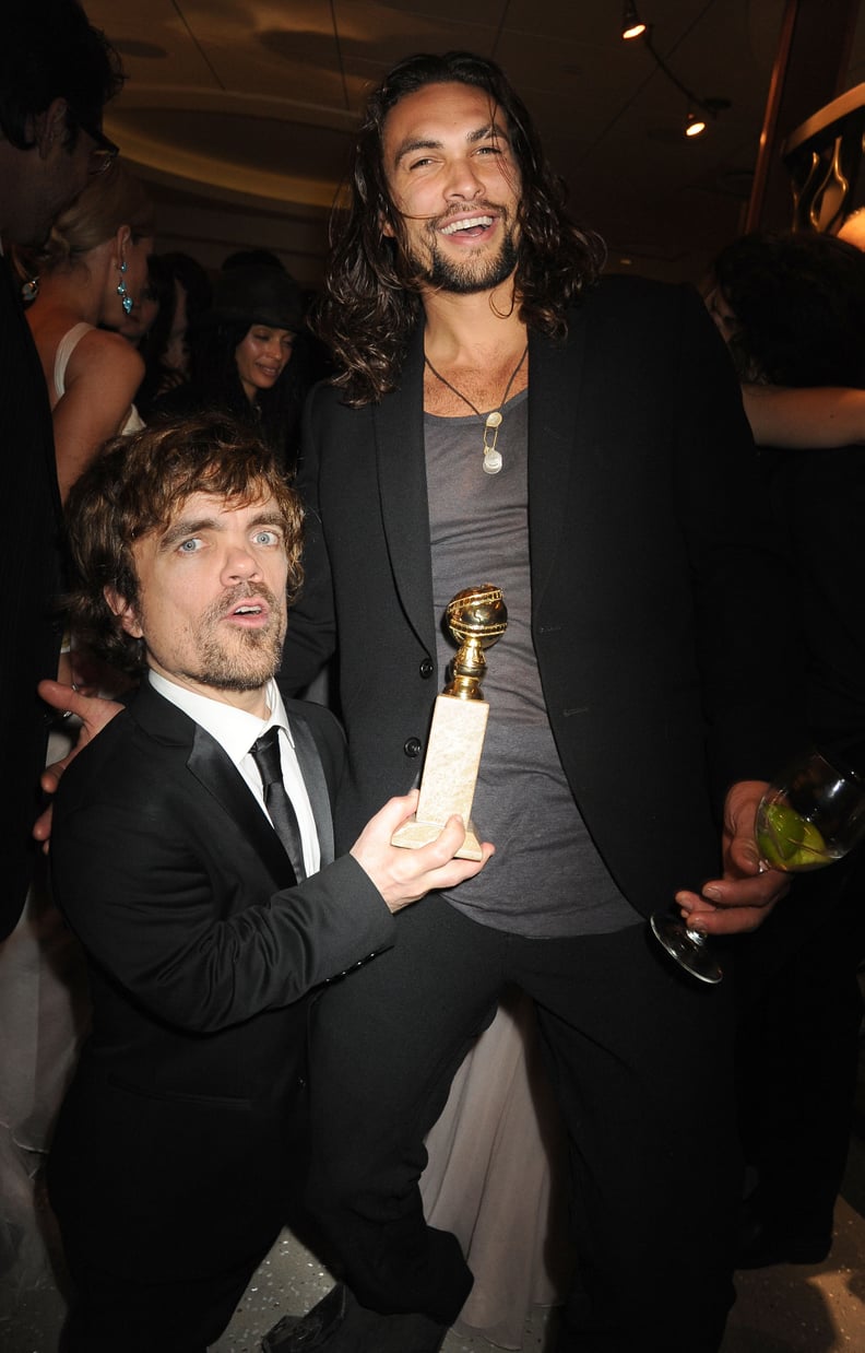 BEVERLY HILLS, CA - JANUARY 15:(EXCLUSIVE COVERAGE)   Actors Peter Dinklage and Jason Momoa attends HBO's Official After Party for the 69th Annual Golden Globe Awards held at The Beverly Hilton hotel on January 15, 2012 in Beverly Hills, California.  (Pho